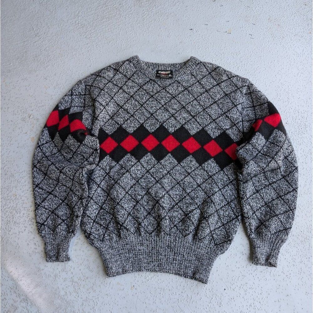 OSSI SKIWEAR Sweater VINTAGE 100% Pure Wool Crew Neck Size L - UEC